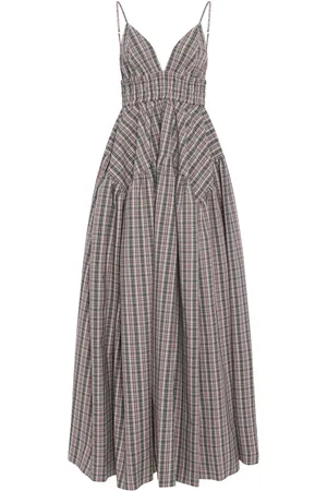 ROSETTA GETTY Check gathered midi dress