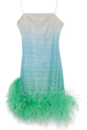 Oseree Feather-trim mini dress