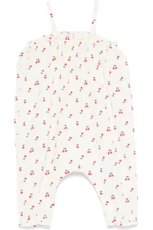 BONPOINT Cherry-print dungarees