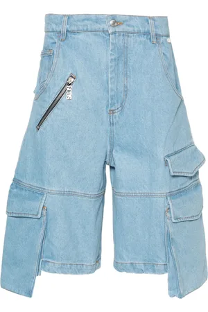 GCDS Logo-plaque denim shorts