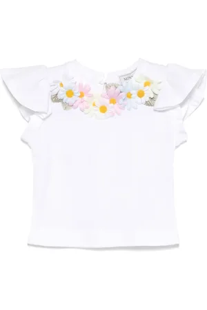 MONNALISA Floral-appliqué T-shirt