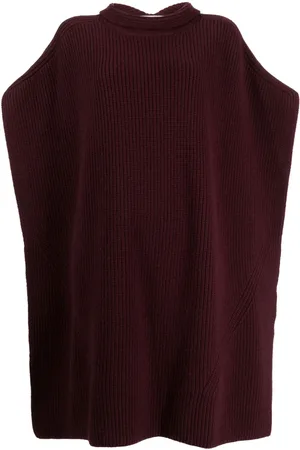 Sa Su Phi Scarf-embellished ribbed-knit cape