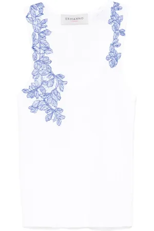Ermanno Firenze Lace-detail tank top