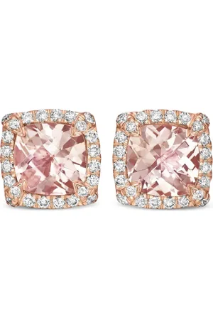 David Yurman 18kt rose Petite Chatelaine morganite and diamond stud earrings (5mm)