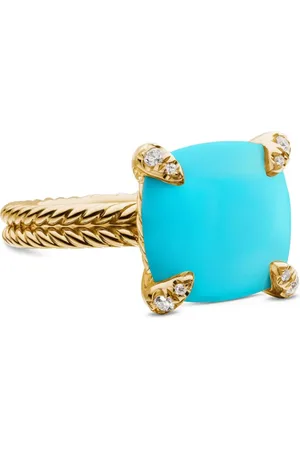 David Yurman 18kt yellow Ch??telaine turquoise and diamond ring (11mm)