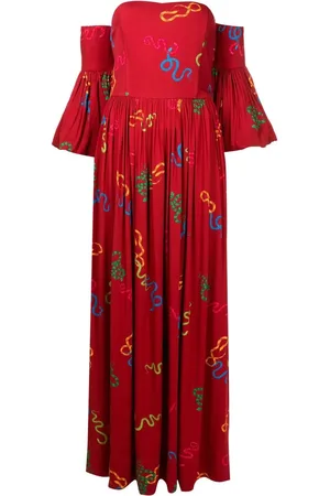 Isolda Maria floral-print off-shoulder dress