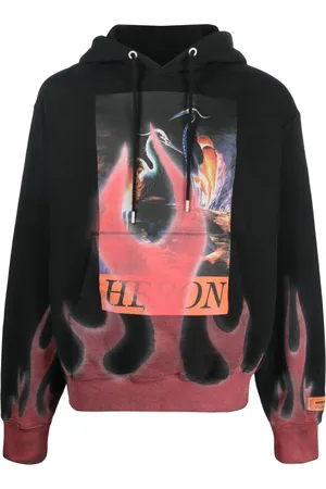 Heron Preston Flame-print cotton hoodie