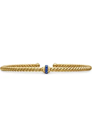 David Yurman 18kt yellow Classic Cablespira Station pavé bracelet (3mm)