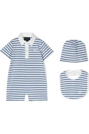 FAY Logo-embroidered striped romper