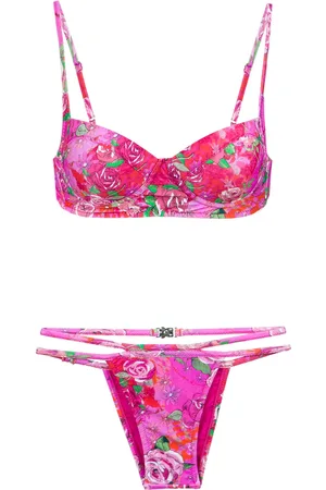 AMIR SLAMA Rose print bikini set