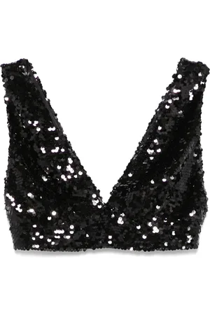 Serafini Sequinned cropped top
