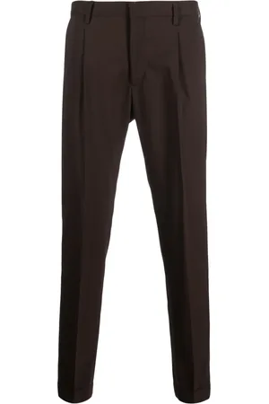 BRIGLIA Pleated cropped chino trousers
