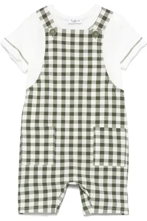 Il gufo Check-pattern dungarees set