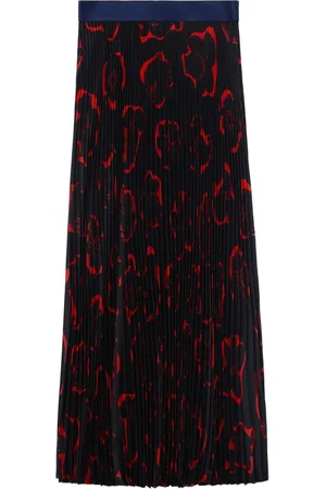 ST. JOHN Floral-print pleated midi skirt