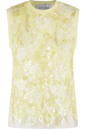 Ermanno Firenze Floral sequin-embellished top