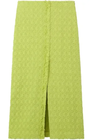 ST. JOHN Textured cotton-blend skirt