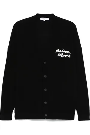Maison Kitsuné Handwriting-embroidered ribbed cardigan