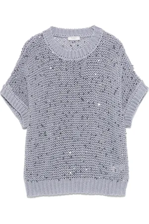 PESERICO SIGN Sequin-embellished cotton top