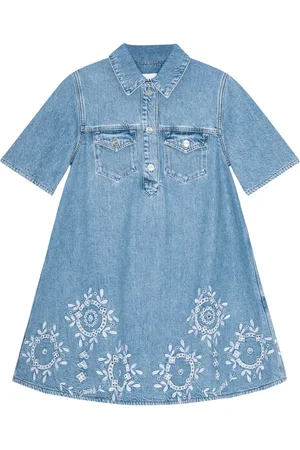 Ganni Embroidered denim dress