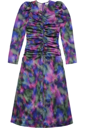 Ganni Graphic-print gathered dress