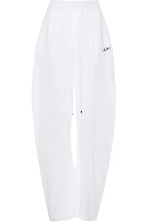 The Attico Logo-embroidered cotton trousers