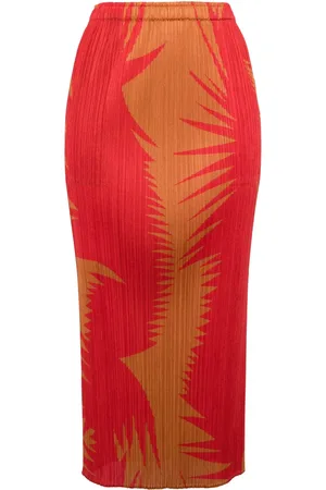 PLEATS PLEASE ISSEY MIYAKE Abstract-print pliss?? midi skirt