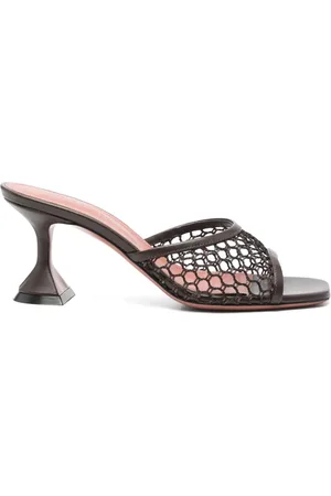 Amina Muaddi 65mm fishnet mules