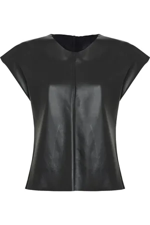 Uma Raquel Davidowicz Flutter-sleeve leather top
