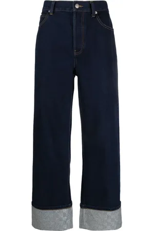 Alexander Wang Crystal embellished-cuffs wide-leg jeans