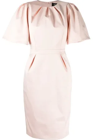 Paule Ka Satin-finish flounce-sleeve dress