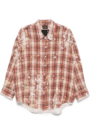 R13 Shredded-seam drop-neck shirt