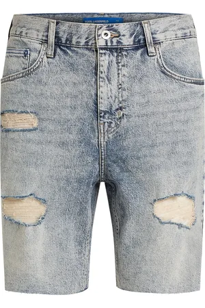 Karl Lagerfeld Distressed relaxed denim shorts