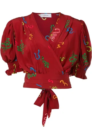 Isolda Lena motif-print wrap blouse