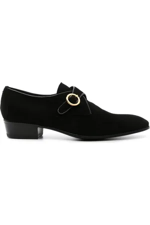LIDFORT Almond-toe suede monk shoes
