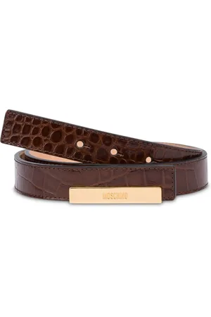 Moschino Logo plaque leather belt