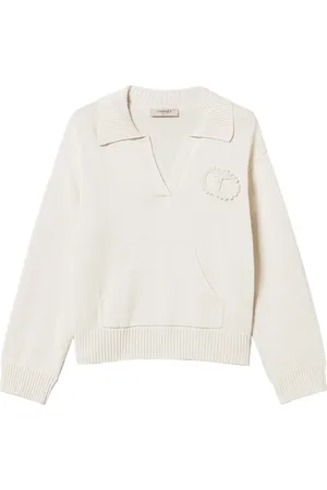 Twin-Set Crochet-patch polo sweater