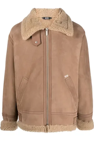 GCDS Shearling zip-up biker jacket