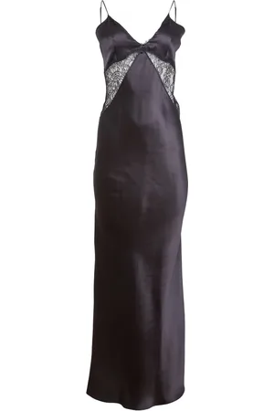 FLEUR DU MAL Lace-trim silk maxi dress