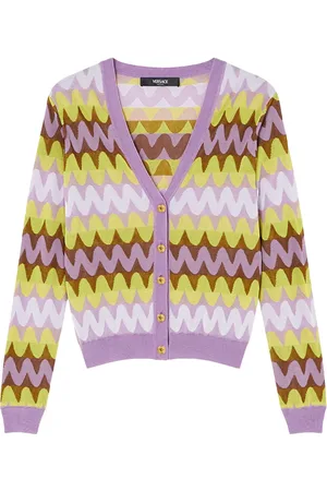 VERSACE Wave jacquard-knit cardigan