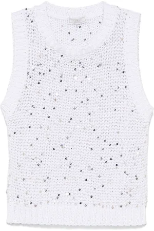 PESERICO SIGN Sequined cotton top