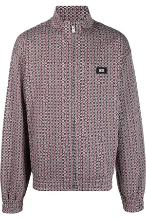 GCDS Micro-logo-jacquard zip-up cardigan
