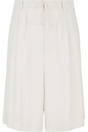 GCDS Logo-embroidered pleated bermuda shorts
