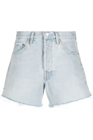 AGOLDE Frayed-edge denim shorts