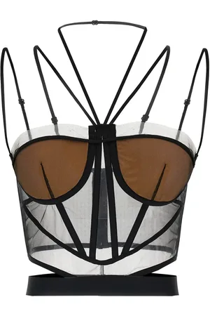 Nensi Dojaka Sheer-panelled corset top
