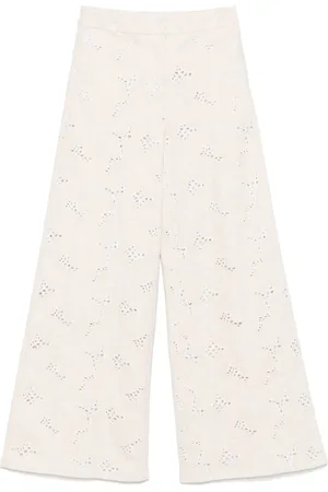 GENNY Floral-embroidered palazzo pants