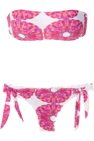 AMIR SLAMA Abstract-print bandeau bikini set