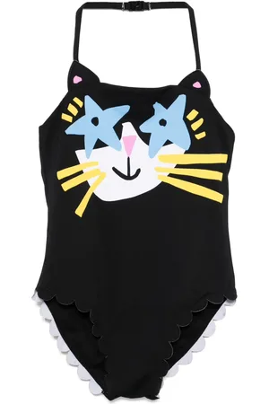Stella McCartney Cat-print frilled swimsuit