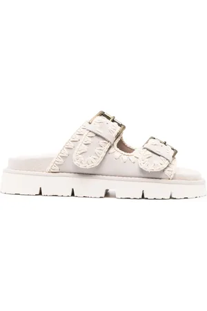 Mou Whipstitch-trim calf-suede slides