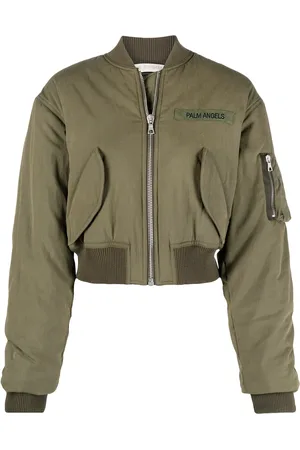Palm Angels Cropped logo-patch bomber jacket