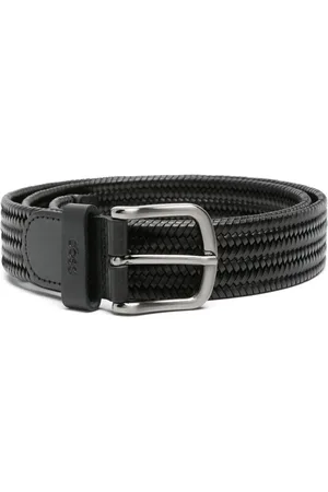 HUGO BOSS Logo-deed woven-leather belt